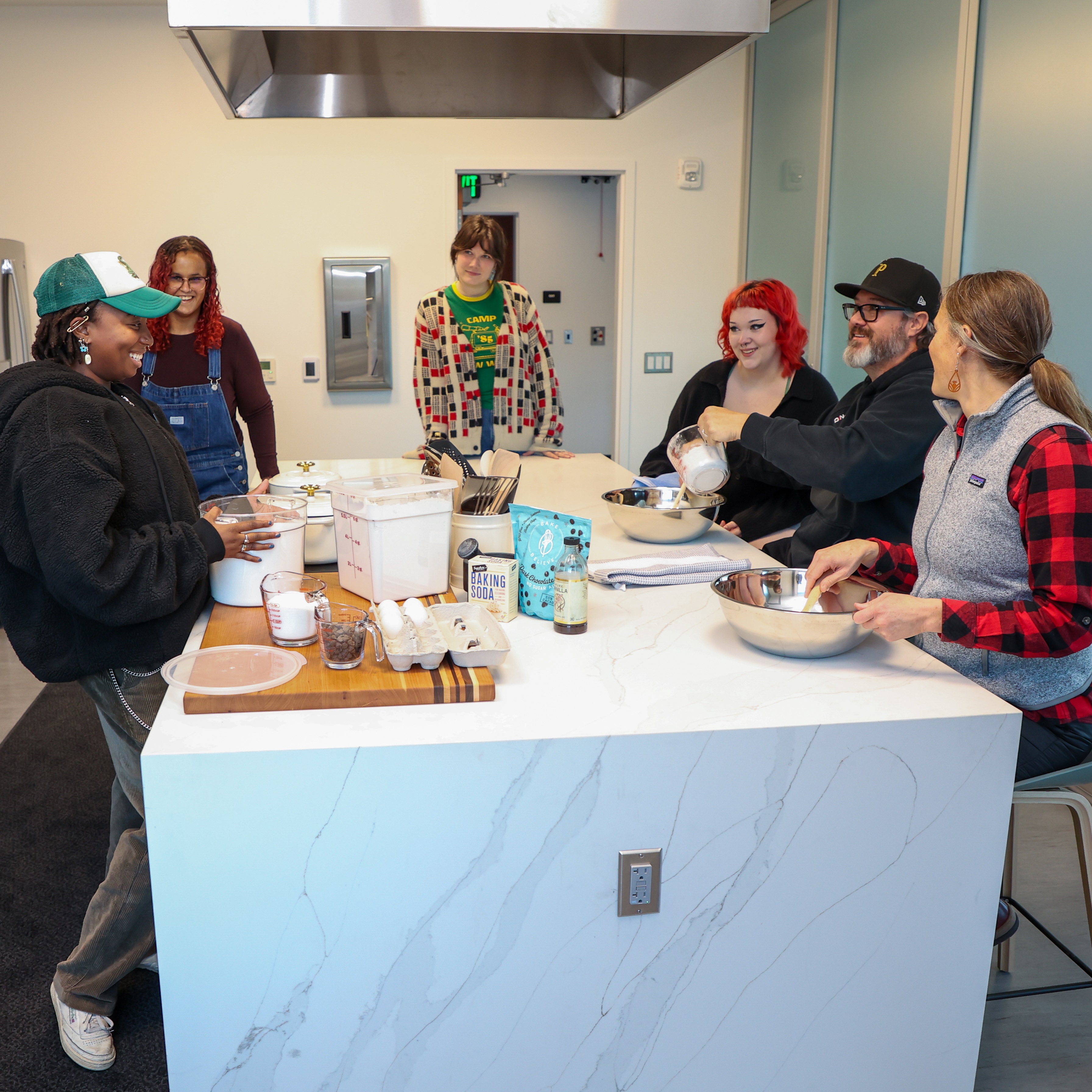 group baking in the Y community kitchen